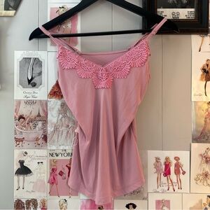 Pink Lace-Trim Women's Camisole Camisole
